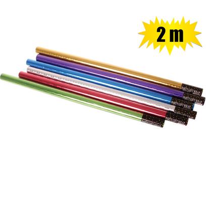 GIFT-WRAP 700mmx2m METALLIC ROLLS ASSTD