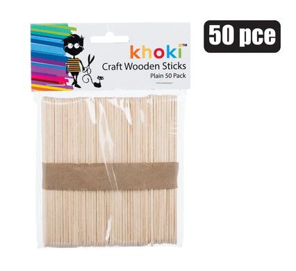 ART+CRAFT WOODEN LOLLY STICKS PLAIN 50