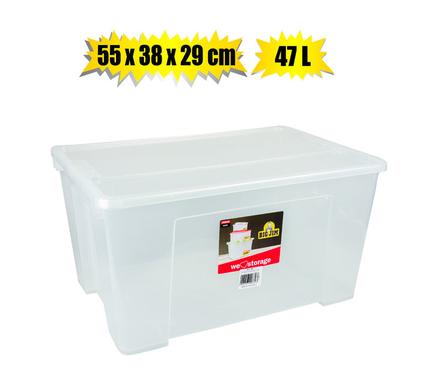 STORAGE BOX CLEAR ALPHA 47L 55x38x29cm