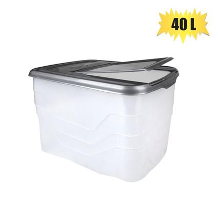 STORAGE CONTAINER FLIP LID 40L SILVER