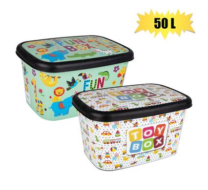 STORAGE BOX DECORATED DEEP 50L