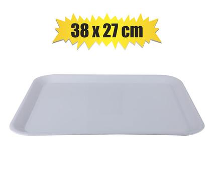 MELAMINE WHITE TRAY RECT 38x27cm