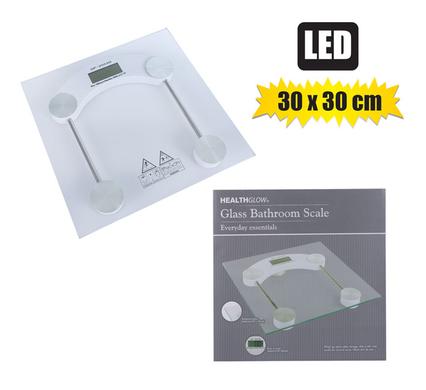 BATHROOM SCALE SQUARE LCD GLASS PLATFORM