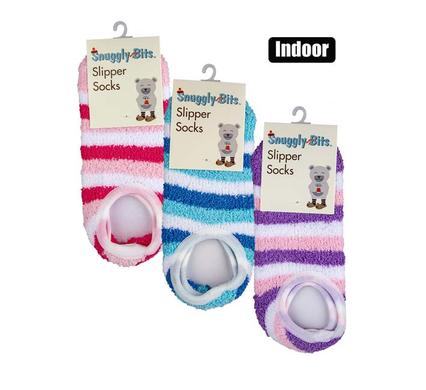 SOCKS INDOOR SLIPPER W/GRIP STRIPE