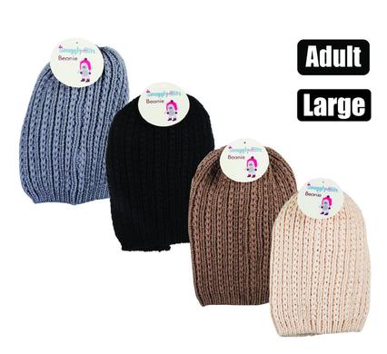 BEANIE ADULT KNITTED LARGE FIT ASSTD