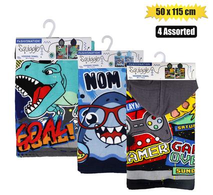 HOODED TOWEL 50x115cm BOYS ASSTD