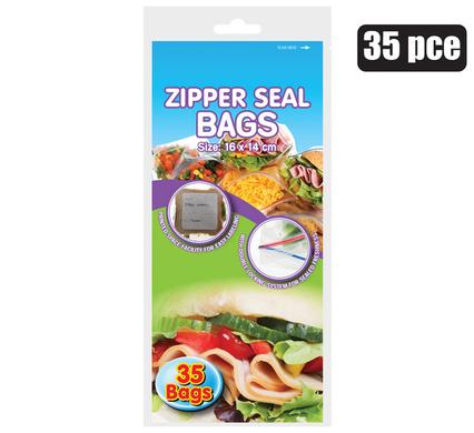 DISPOSABLE BAG ZIPPERSEAL 35PC 16x14cm