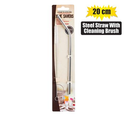 STRAW STAINLESS STEEL 20cm WITH BRUSH