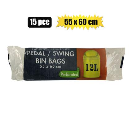 REFUSE BAG 15PC PEDAL/SWING 55x60cm 12L