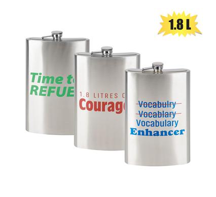 HIP FLASK S/S W/WORDS 27CM 1.8L