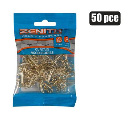 CURTAIN HOOKS BRASSED R7 PACK-50 ZENITH