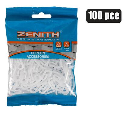 CURTAIN HOOKS ACETYL R6 PACK-100 ZENITH