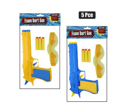 GUN FOAM DART W/GLASSES 23cm 5PCE