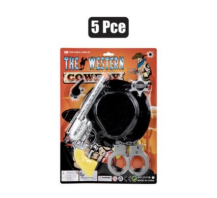 GUN HAND 5pc WILD-WEST PLAYSET W/HAT