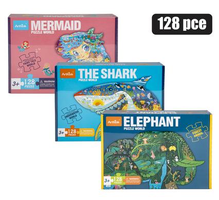 JIGSAW PUZZLE ANIMAL SHAPED 128PC