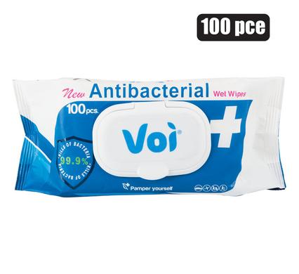 VOI HAND-WIPES CLEANSER 100PCE ANTIBACT