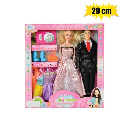 DOLL MED 28cm COUPLE+DRESS SET