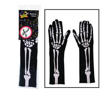 DRESS UP ACCESS GLOVES SKELETON LONG