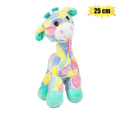 PLUSH WILD GIRAFFE COLOURFUL, 30cm