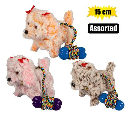 PLUSH DOG WALKING B/O ASSTD 15cm