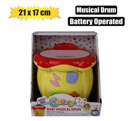 BABY TOY EDU MUSICAL DRUM B/O 21x17cm