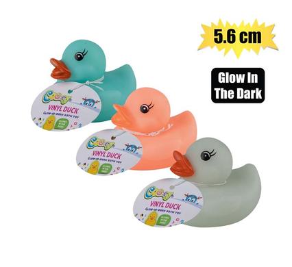 BABY VINYL THEMED DUCK 5.6cm, GLW-IN-DAR