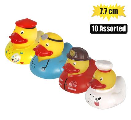BABY VINYL THEMED DUCK 7.7cm, ASSORTED