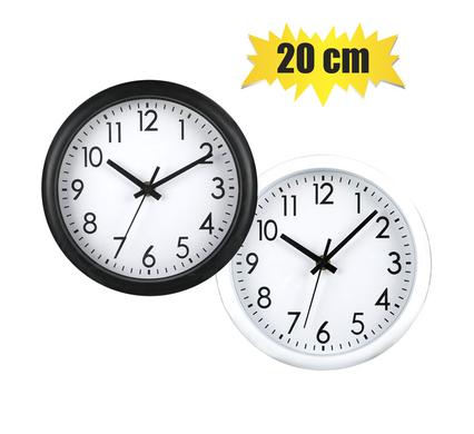 CLOCK WALL PL ROUND 20cm ASSTD
