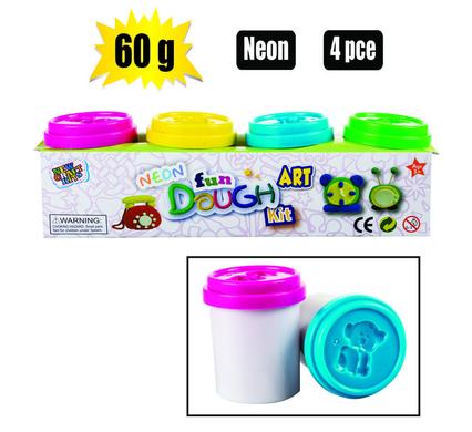 EDU PLAY DOUGH NEON TUBE 60g 4PC