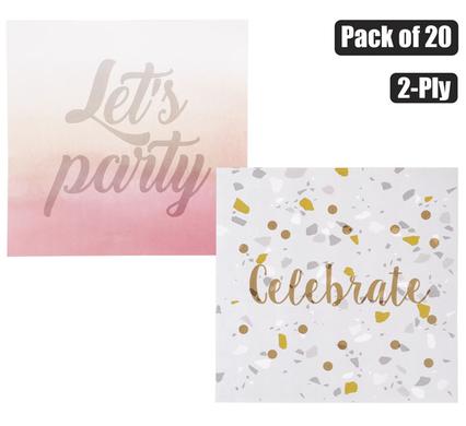 SERVIETTES 2PLY 33cm 20PC CELEBRATION
