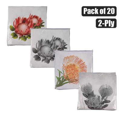 SERVIETTES 2PLY 33cm 20PC PROTEA/PINCUSH