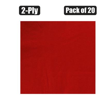 SERVIETTES 2PLY 33cm 20PC PLAIN RED