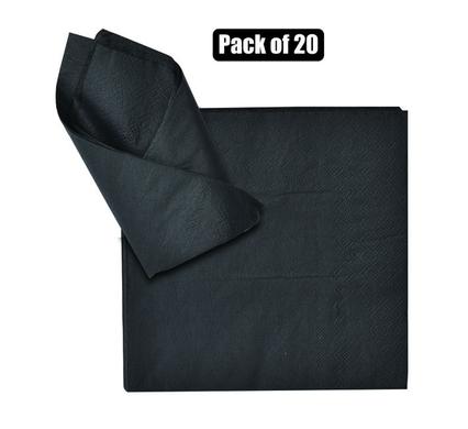 SERVIETTES 2PLY 33cm 20PC PLAIN BLACK