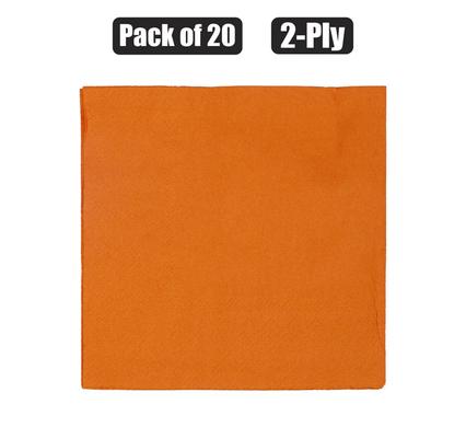 SERVIETTES 2PLY 33cm 20PC PLAIN ORANGE