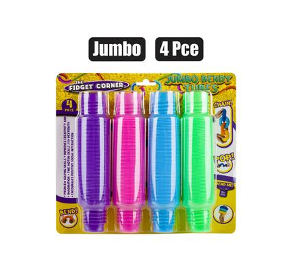 NOVELTY SENSORY TUBE PLASTIC JUMBO 4pc