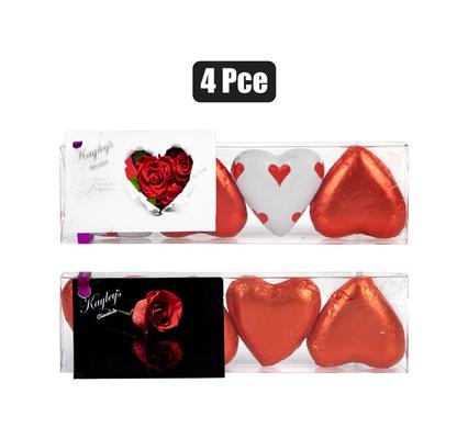 SWEET CHOC RP 4PC FOIL HEART RED (TH)