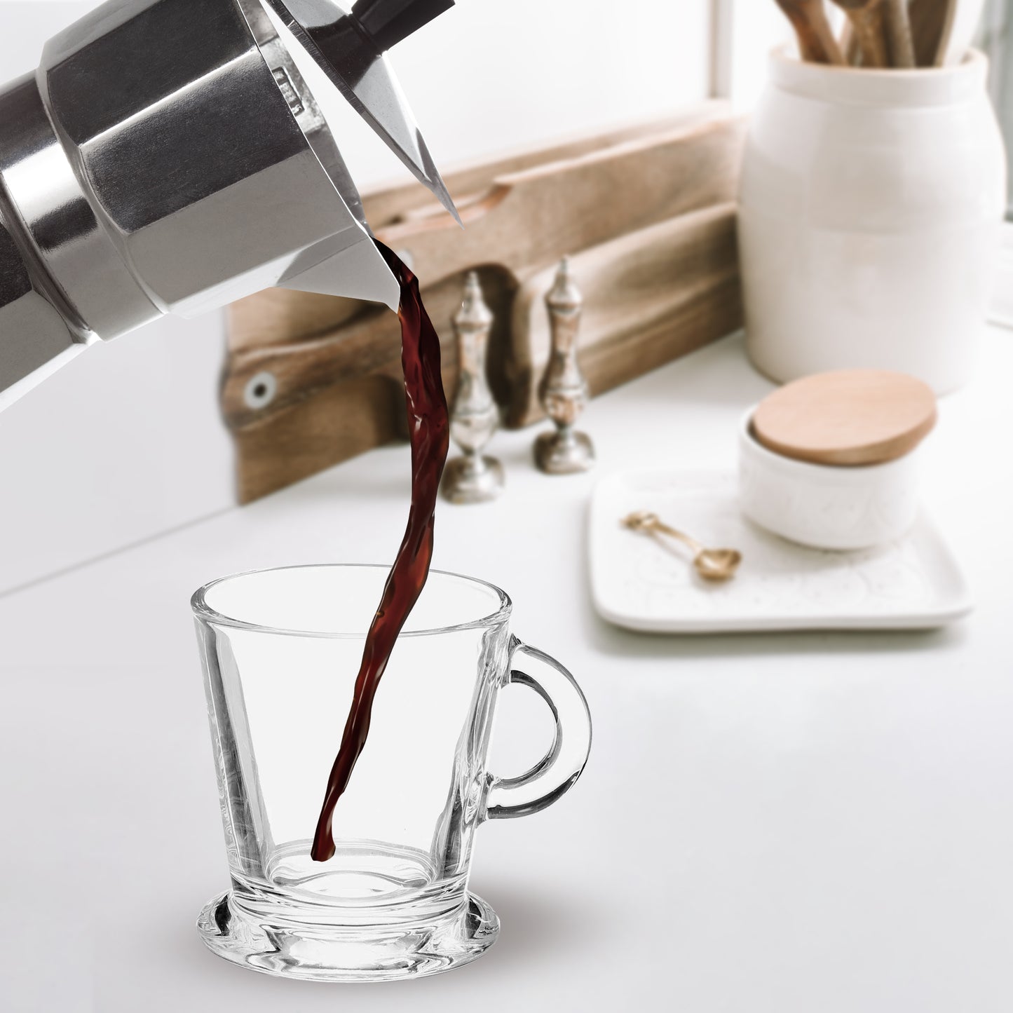 180ml Arabica Coffee Glass Mug Set (6 Piece Set)