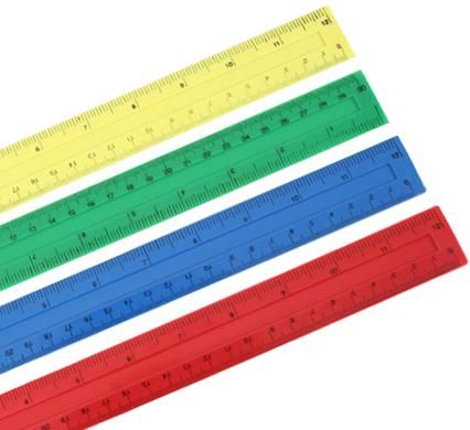 30cm Plastic Ruler Assorted Colours - box of 30