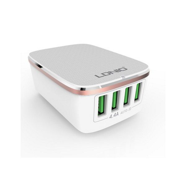 LDNIO A4404 4-Port Auto-Id USB 4USB Port 4.4A Adapter For Apple, Android De