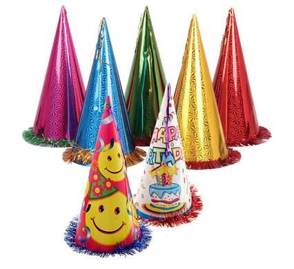 Bulk Pack 20 X Assorted Cone Hat with Tinsel 37cm