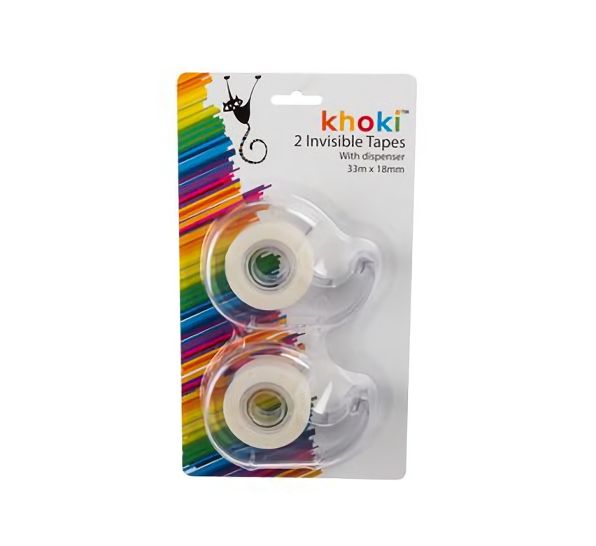 Bulk Pack 4 x Invisible Adhesive Tape In Dispenser Card of 2, 18mm x 3.3m