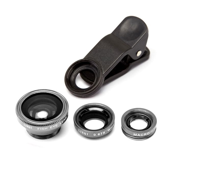 Universal Smartphone 3-in-1 Lens Clip - Silver