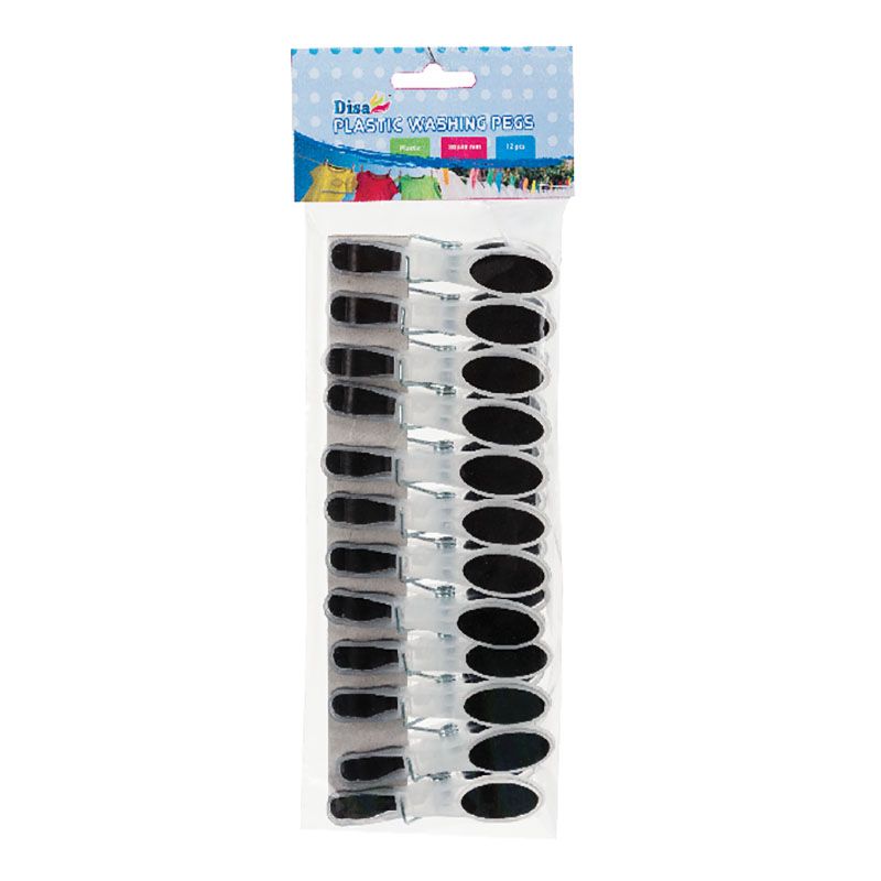Bulk Pack x 12 Washing Pegs Plastic - 12 Piece Per Pack