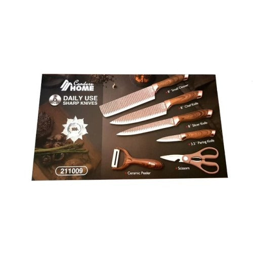 6 piece wood Condore grain handle Stainless steel kitchen knife set