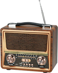 RAISENG R-2055BT Portable Radio FM AM SW Stereo Kitchen Retro Radio, Multi Power Supply, Strong Function Audio Bluetooth Radio, Supports TF Card, USB Disk, Speaker Play for Outdoor & Indoor