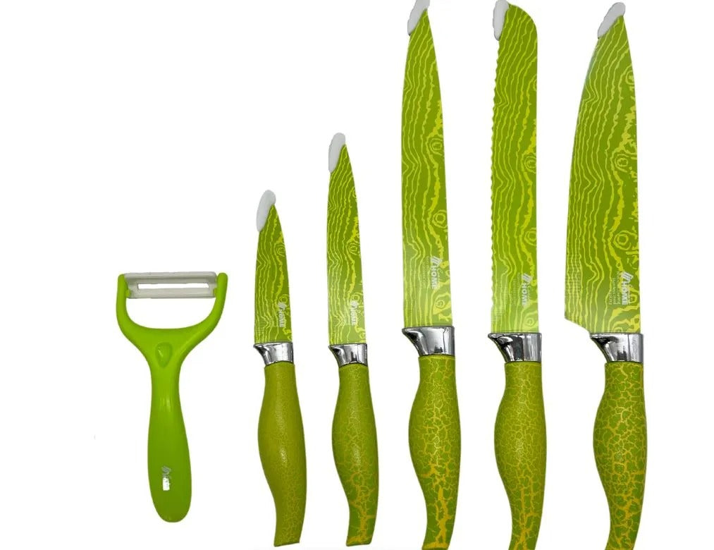 6 piece Condere Knife set with Non Stick Coating-Green