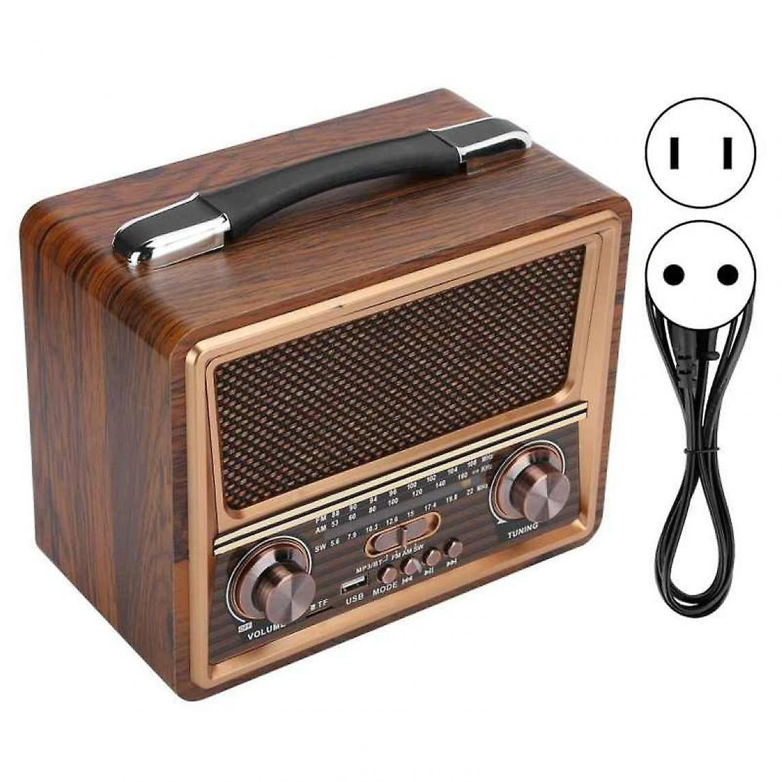 RAISENG R-2055BT Portable Radio FM AM SW Stereo Kitchen Retro Radio, Multi Power Supply, Strong Function Audio Bluetooth Radio, Supports TF Card, USB Disk, Speaker Play for Outdoor & Indoor
