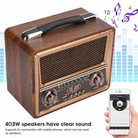 RAISENG R-2055BT Portable Radio FM AM SW Stereo Kitchen Retro Radio, Multi Power Supply, Strong Function Audio Bluetooth Radio, Supports TF Card, USB Disk, Speaker Play for Outdoor & Indoor