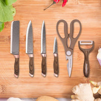 6 piece wood Condore grain handle Stainless steel kitchen knife set