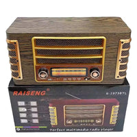 Antique Retro Wireless Radio Old Vintage FM SW3 Bands Radio Classic Rechargeable Wooden Case Radio with BT/TF/USB Music Player